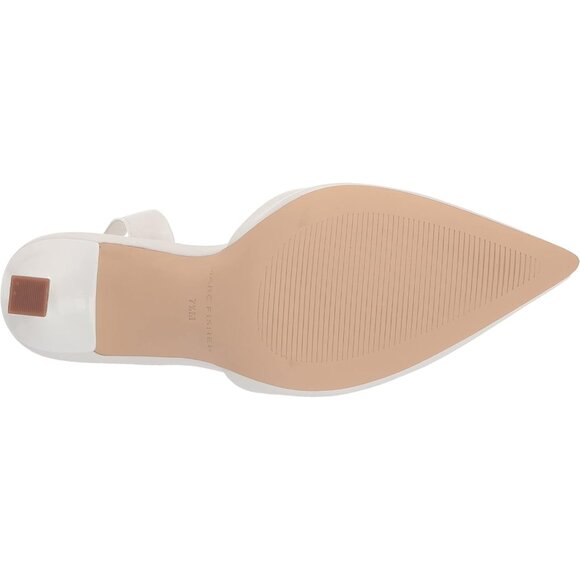 Marc Fisher Womens White Leather Closed Pointed Toe Hadya Slingback Pumps Shoes - Picture 4 of 8